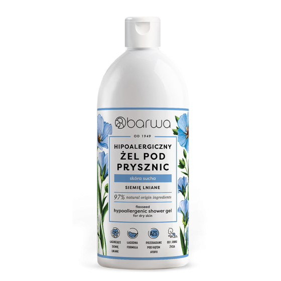 Hipoalergiczny żel pod prysznic do skóry suchej z ekstraktem z lnu Barwa 400 ml