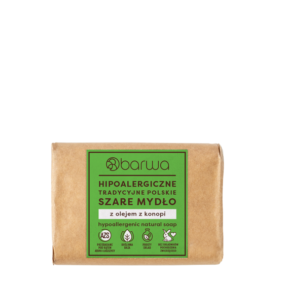 Hipoalergiczne Tradycyjne Polskie Szare Mydło z olejem z konopi 100g